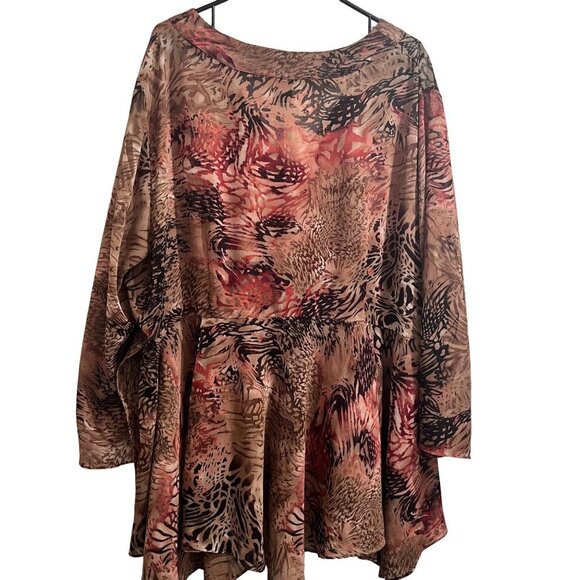 Ashley Stewart Brown Animal Print Tunic Women's Blouse Size 22/ 2XL‎ - Picture 2 of 6